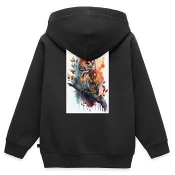 Owl Bird Animal Owls Color - Kids Premium Organic Zip-up Hoodie - black - Back - AI Model Kid Male (0cm)