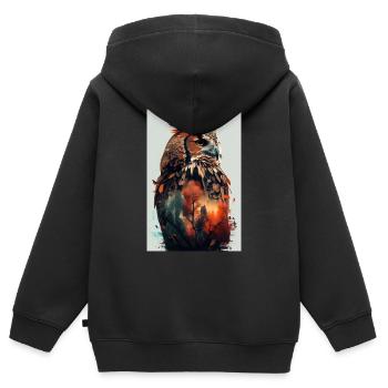 Eule Vogel Tier Eulen double exposure - Kinder Premium Organic Zip Hoodie - Schwarz - Hinten - AI Model Kid Male (0cm)