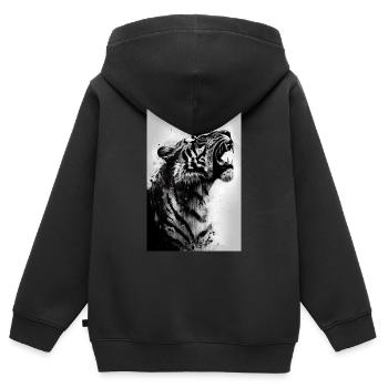 Tiger Tier Zoo Wildtier Black and White - Kinder Premium Organic Zip Hoodie - Schwarz - Hinten - AI Model Kid Male (0cm)