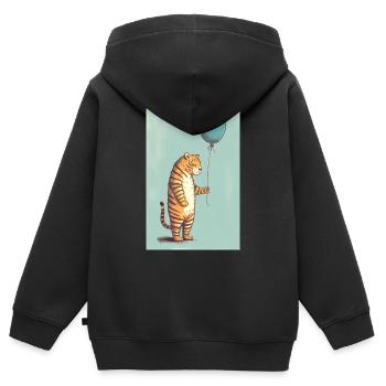 Tiger Tier Zoo Wildtier Drawn - Kinder Premium Organic Zip Hoodie - Schwarz - Hinten - AI Model Kid Male (0cm)