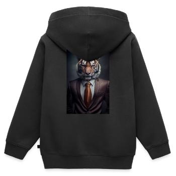 Tiger Tier Zoo Wildtier Suit - Kinder Premium Organic Zip Hoodie - Schwarz - Hinten - AI Model Kid Male (0cm)