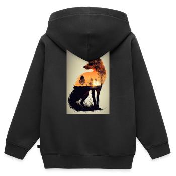 Fuchs Füchse Tier Silhouette - Kinder Premium Organic Zip Hoodie - Schwarz - Hinten - AI Model Kid Male (0cm)