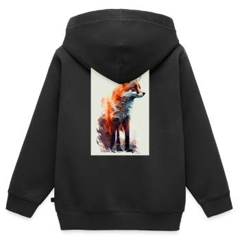 Renard Renards Animal Animal - Sweat Premium à capuche zippé enfant bio - noir - Dos - AI Model Kid Male (0cm)