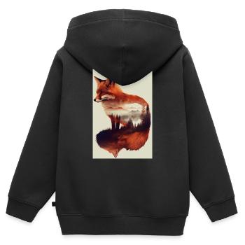 Fuchs Füchse Tier Animals - Kinder Premium Organic Zip Hoodie - Schwarz - Hinten - AI Model Kid Male (0cm)