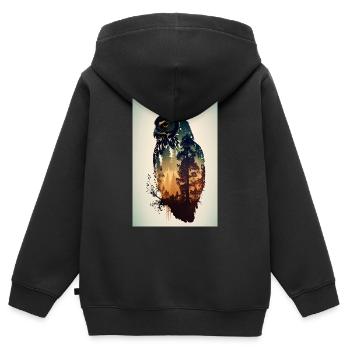Eule Vogel Tier Eulen Silhouette - Kinder Premium Organic Zip Hoodie - Schwarz - Hinten - AI Model Kid Male (0cm)