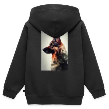 German Shepherd Dog Malinois double - Kids Premium Organic Zip-up Hoodie - black - Back - AI Model Kid Male (0cm)