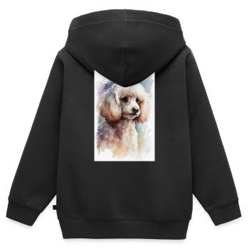 Poodle Dog Dog Breed Dog Owner Poodle Watercolor - Kids Premium Organic Zip-up Hoodie - black - Back - AI Model Kid Male (0cm)