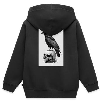 Rabe Raben Krähe Krähen Vogel Tier Skulls - Kinder Premium Organic Zip Hoodie - Schwarz - Hinten - AI Model Kid Male (0cm)
