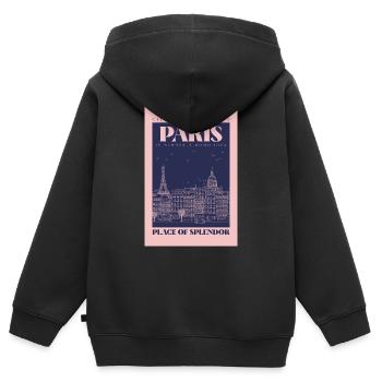 Paris - Kinder Premium Organic Zip Hoodie - Schwarz - Hinten - AI Model Kid Male (0cm)