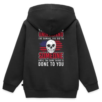 Schicksal Yoga Sarkasmus Reaktion - Kinder Premium Organic Zip Hoodie - Schwarz - Hinten - AI Model Kid Male (0cm)