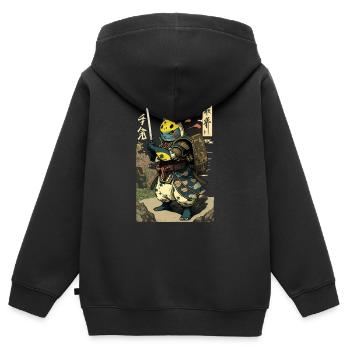Lapin japonais en costume de samouraï dans le style ukiyo-e - Sweat Premium à capuche zippé enfant bio - noir - Dos - AI Model Kid Male (0cm)
