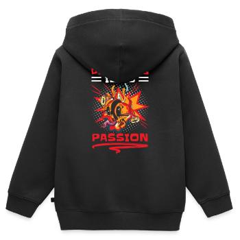 Retro Art Bandes dessinées Boom - Sweat Premium à capuche zippé enfant bio - noir - Dos - AI Model Kid Male (0cm)