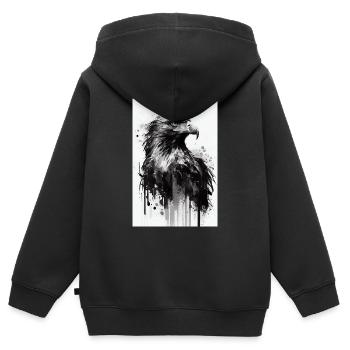 Eagle Animal Eagle Bald Eagle Black and White - Kids Premium Organic Zip-up Hoodie - black - Back - AI Model Kid Male (0cm)