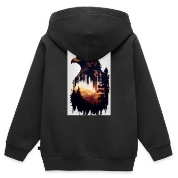 Eagle Animal Eagle Bald Eagle Silhouette - Kids Premium Organic Zip-up Hoodie - black - Back - AI Model Kid Male (0cm)