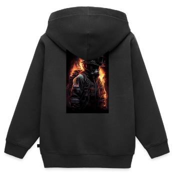 Feuerwehrmann Cool - Kinder Premium Organic Zip Hoodie - Schwarz - Hinten - AI Model Kid Male (0cm)