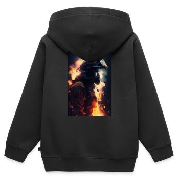 Feuerwehrmann Job - Kinder Premium Organic Zip Hoodie - Schwarz - Hinten - AI Model Kid Male (0cm)