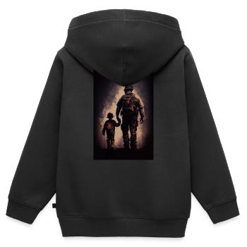 Feuerwehrmann Son - Kinder Premium Organic Zip Hoodie - Schwarz - Hinten - AI Model Kid Male (0cm)