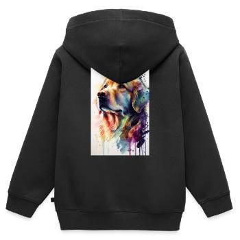 Golden Retriever Dog Couleur - Sweat Premium à capuche zippé enfant bio - noir - Dos - AI Model Kid Male (0cm)