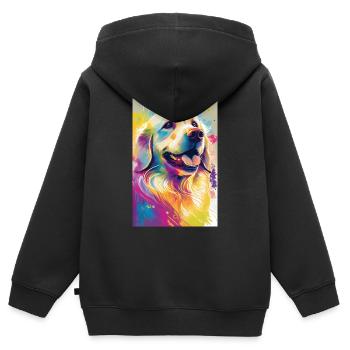 Goldener Retriever Hund Drawn - Kinder Premium Organic Zip Hoodie - Schwarz - Hinten - AI Model Kid Male (0cm)