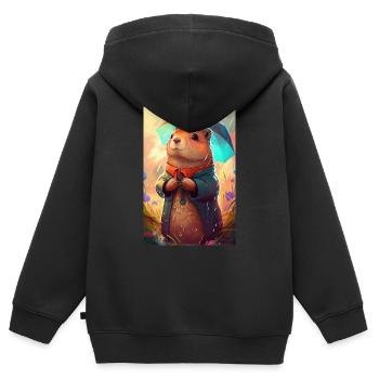 Murmeltier Nagetier Erdhörnchen Marmot Animal - Kinder Premium Organic Zip Hoodie - Schwarz - Hinten - AI Model Kid Male (0cm)