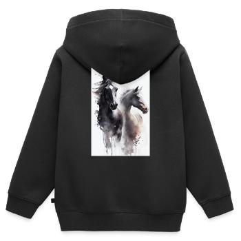 Pferd Pferde Reiten Pferdereiten Sprungreiten - Kinder Premium Organic Zip Hoodie - Schwarz - Hinten - AI Model Kid Male (0cm)