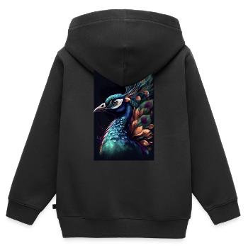 Pfau Vogel Tier Pfauen Colorful - Kinder Premium Organic Zip Hoodie - Schwarz - Hinten - AI Model Kid Male (0cm)