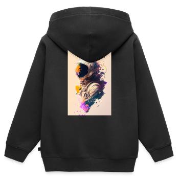 Astronaut malt ZEN - Kinder Premium Organic Zip Hoodie - Schwarz - Hinten - AI Model Kid Male (0cm)