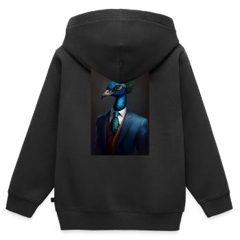 Pfau Vogel Tier Pfauen Suit - Kinder Premium Organic Zip Hoodie - Schwarz - Hinten - AI Model Kid Male (0cm)