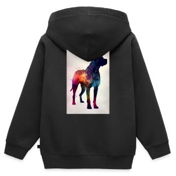 Cane Corso Hund Silhouette - Kinder Premium Organic Zip Hoodie - Schwarz - Hinten - AI Model Kid Male (0cm)