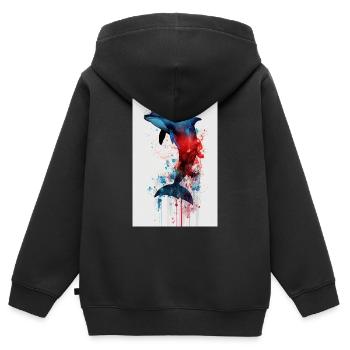 Delfin Meeresfische Delfine Fisch Tier Animal - Kinder Premium Organic Zip Hoodie - Schwarz - Hinten - AI Model Kid Male (0cm)