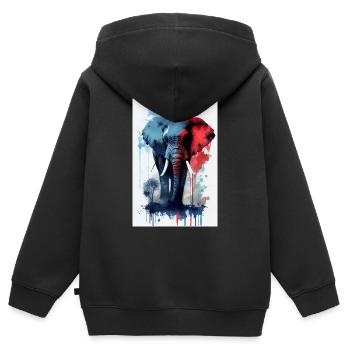 Éléphant Animal Éléphants Zoo Aquarelle - Sweat Premium à capuche zippé enfant bio - noir - Dos - AI Model Kid Male (0cm)