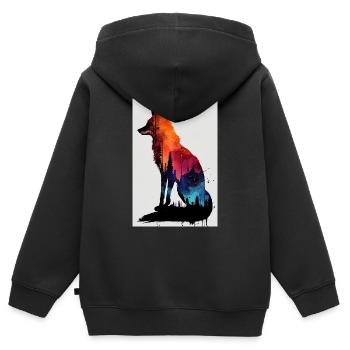 Fuchs Füchse Tier Animal - Kinder Premium Organic Zip Hoodie - Schwarz - Hinten - AI Model Kid Male (0cm)