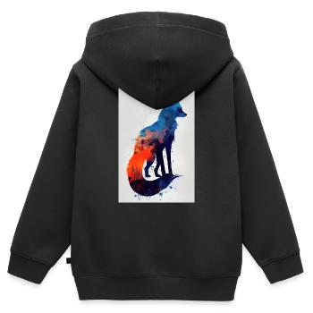 Fuchs Füchse Tier Watercolor - Kinder Premium Organic Zip Hoodie - Schwarz - Hinten - AI Model Kid Male (0cm)