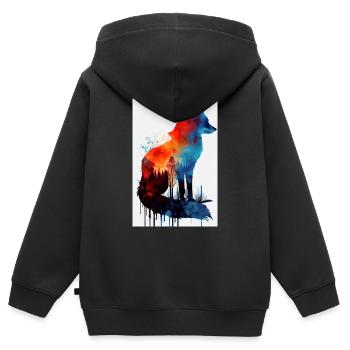 Fuchs Füchse Tier Animals - Kinder Premium Organic Zip Hoodie - Schwarz - Hinten - AI Model Kid Male (0cm)