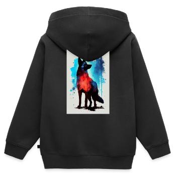 Deutscher Schäferhund Hund Malinois Watercolor - Kinder Premium Organic Zip Hoodie - Schwarz - Hinten - AI Model Kid Male (0cm)