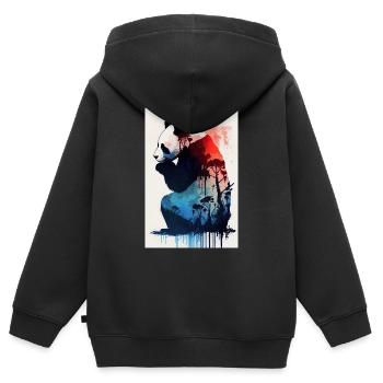 Panda Ours Panda Animal Pandas Coloré - Sweat Premium à capuche zippé enfant bio - noir - Dos - AI Model Kid Male (0cm)