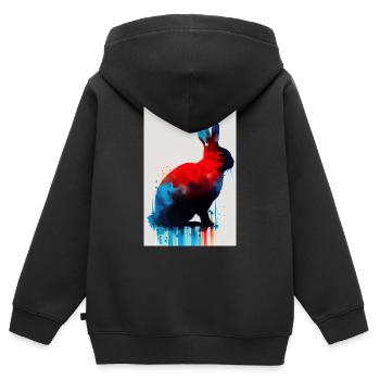 Lapin lapin animal de compagnie lapin bleu rouge - Sweat Premium à capuche zippé enfant bio - noir - Dos - AI Model Kid Male (0cm)