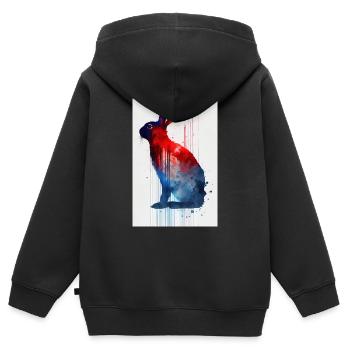 Lapin lapin animal animal de compagnie aquarelle de lapin - Sweat Premium à capuche zippé enfant bio - noir - Dos - AI Model Kid Male (0cm)