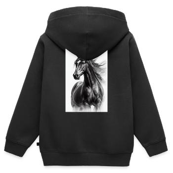 Pferd Pferde Reiten Pferdereiten Sprungreiten - Kinder Premium Organic Zip Hoodie - Schwarz - Hinten - AI Model Kid Male (0cm)