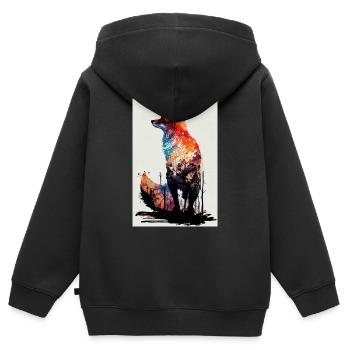 Fox Foxes Animal Animal - Kids Premium Organic Zip-up Hoodie - black - Back - AI Model Kid Male (0cm)