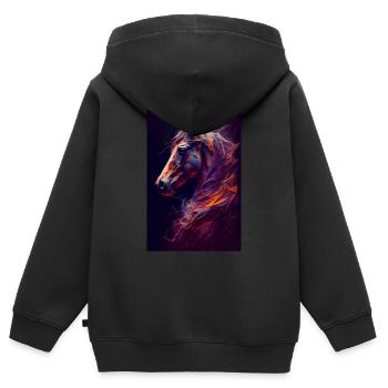 Pferd Pferde Reiten Pferdereiten Sprungreiten - Kinder Premium Organic Zip Hoodie - Schwarz - Hinten - AI Model Kid Male (0cm)