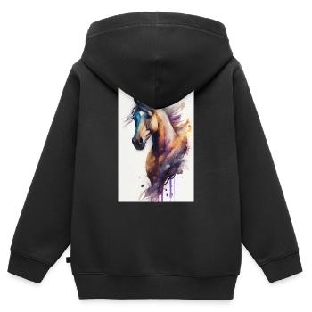 Pferd Pferde Reiten Pferdereiten Sprungreiten - Kinder Premium Organic Zip Hoodie - Schwarz - Hinten - AI Model Kid Male (0cm)