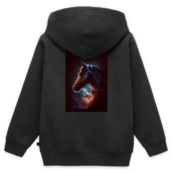 Pferd Pferde Reiten Pferdereiten Sprungreiten - Kinder Premium Organic Zip Hoodie - Schwarz - Hinten - AI Model Kid Male (0cm)