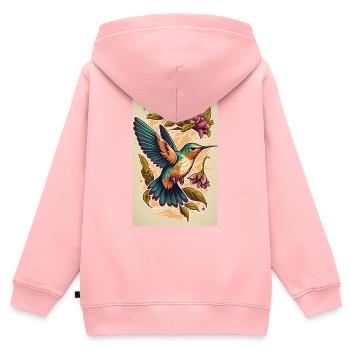 Kolibri Kolibris Vogel Colibri Tier Animal - Sweat Premium à capuche zippé enfant bio - rose - Dos - AI Model Kid Female (0cm)