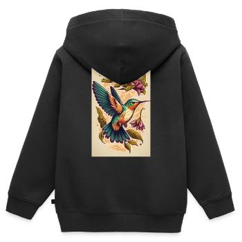 Kolibri Kolibris Vogel Colibri Tier Animal - Sweat Premium à capuche zippé enfant bio - noir - Dos - AI Model Kid Male (0cm)