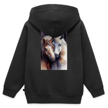 Pferd Pferde Reiten Pferdereiten Sprungreiten - Kinder Premium Organic Zip Hoodie - Schwarz - Hinten - AI Model Kid Male (0cm)