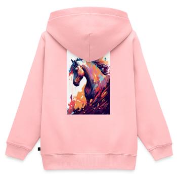 Pferd Pferde Reiten Pferdereiten Sprungreiten - Kinder Premium Organic Zip Hoodie - Rosa - Hinten - AI Model Kid Female (0cm)
