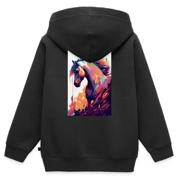Pferd Pferde Reiten Pferdereiten Sprungreiten - Kinder Premium Organic Zip Hoodie - Schwarz - Hinten - AI Model Kid Male (0cm)