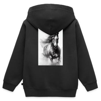 Pferd Pferde Reiten Pferdereiten Sprungreiten - Kinder Premium Organic Zip Hoodie - Schwarz - Hinten - AI Model Kid Male (0cm)
