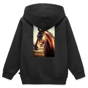 Pferd Pferde Reiten Pferdereiten Sprungreiten - Kinder Premium Organic Zip Hoodie - Schwarz - Hinten - AI Model Kid Male (0cm)